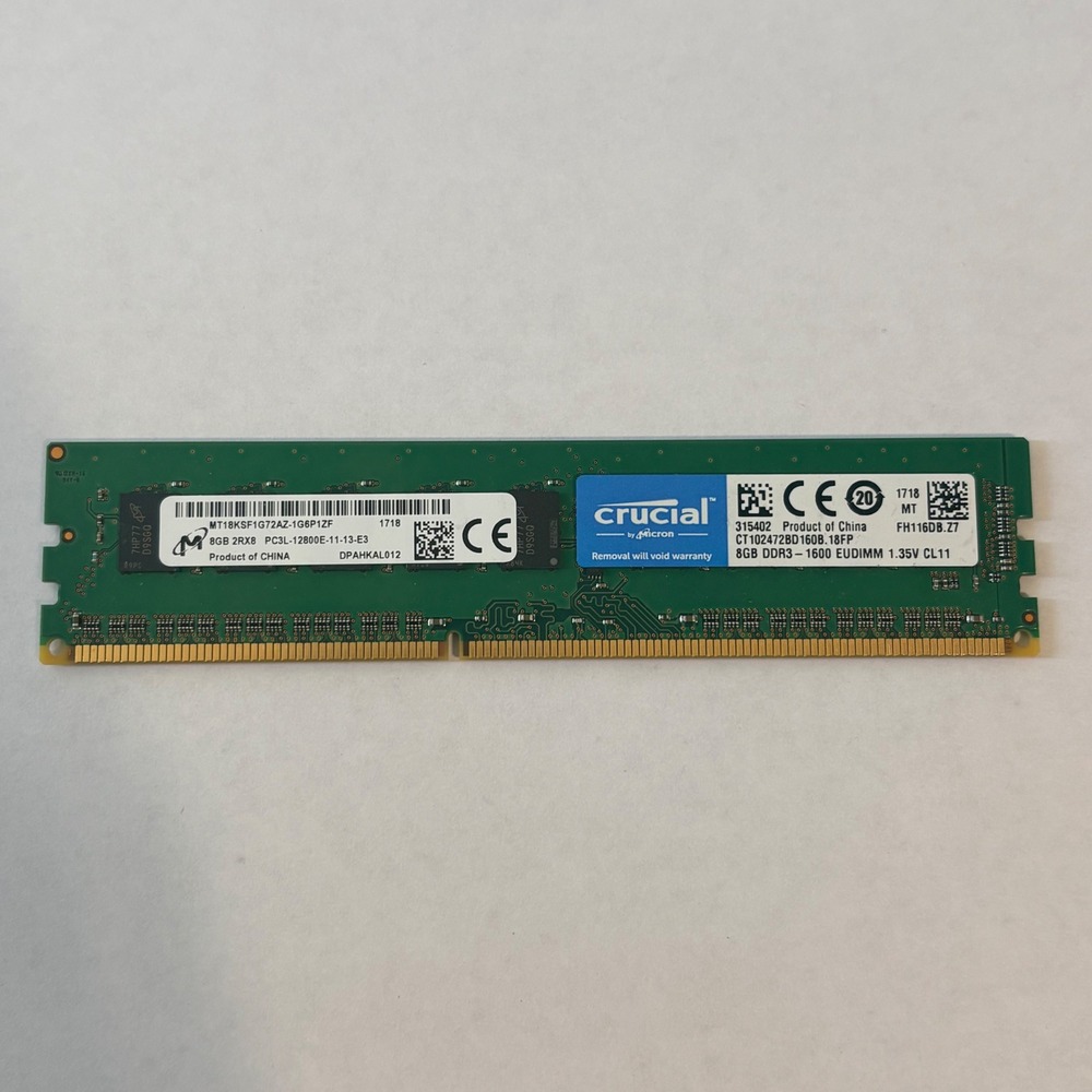 Crucial RAM CT102472BD160B.18FP 8GB DDR3L 1600MHz PC3L-12800E ECC EUDIMM Memory